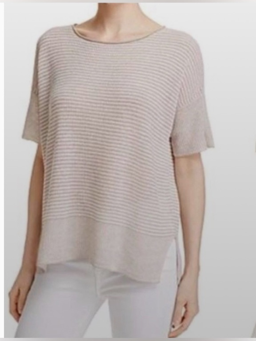 Eileen Fisher organic linen striped knit top